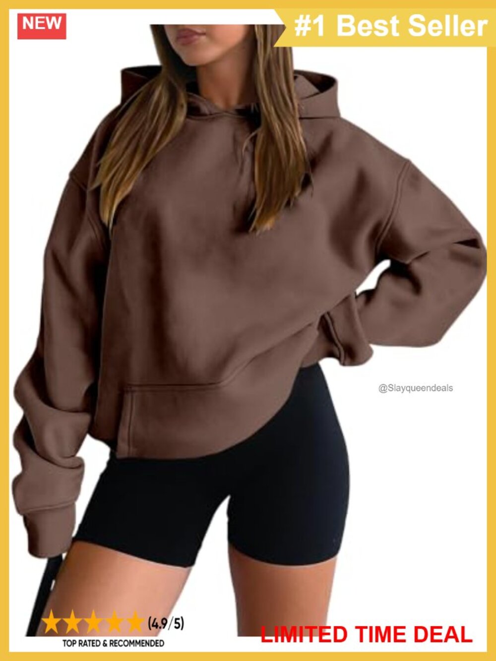 Women's Hoodie Pullover Sweatshirt Kangaroo Pocket Drop Shoulder